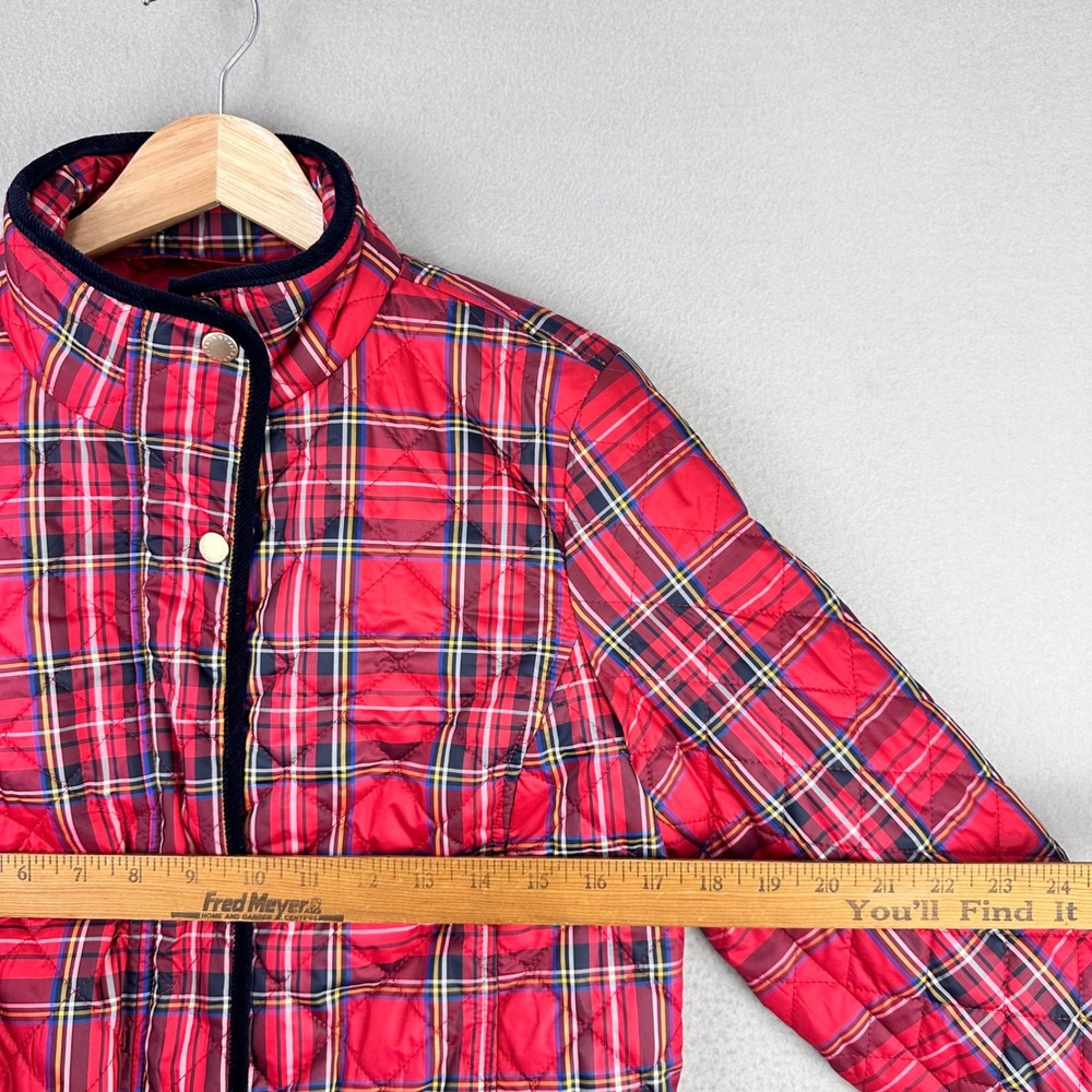 Talbots Quilted Puffer Jacket Womens S Red NWT Plaid Full Zip Preppy Office - Picture 8 of 9